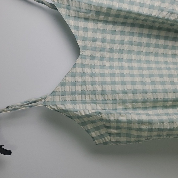 Open Edit Gingham Ruffle Hem Tank Top Size Large - Picture 2 of 7